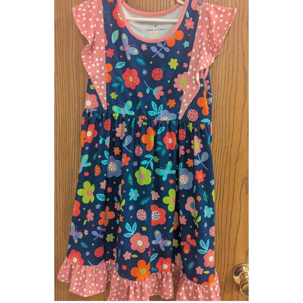 Millie Loves Lily Floral Butterfly Ladybug Ruffle Twirl Dress Back to School -10